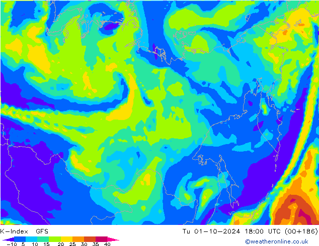 K-İndeksi GFS Sa 01.10.2024 18 UTC