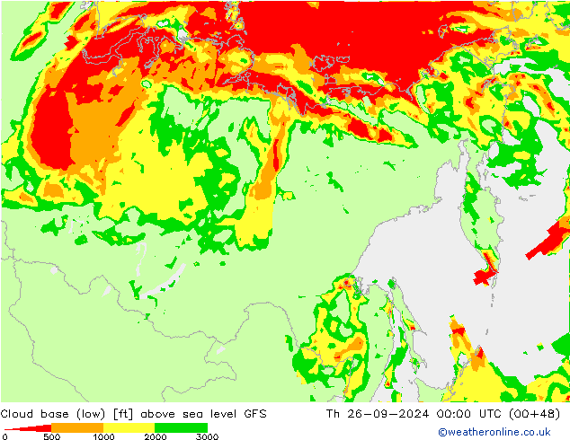 Cloud base (low) GFS Th 26.09.2024 00 UTC