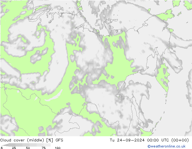 облака (средний) GFS вт 24.09.2024 00 UTC