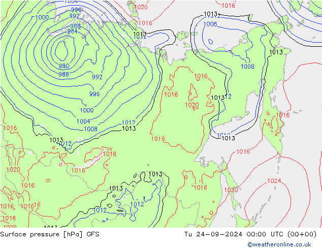 Yer basıncı GFS Sa 24.09.2024 00 UTC