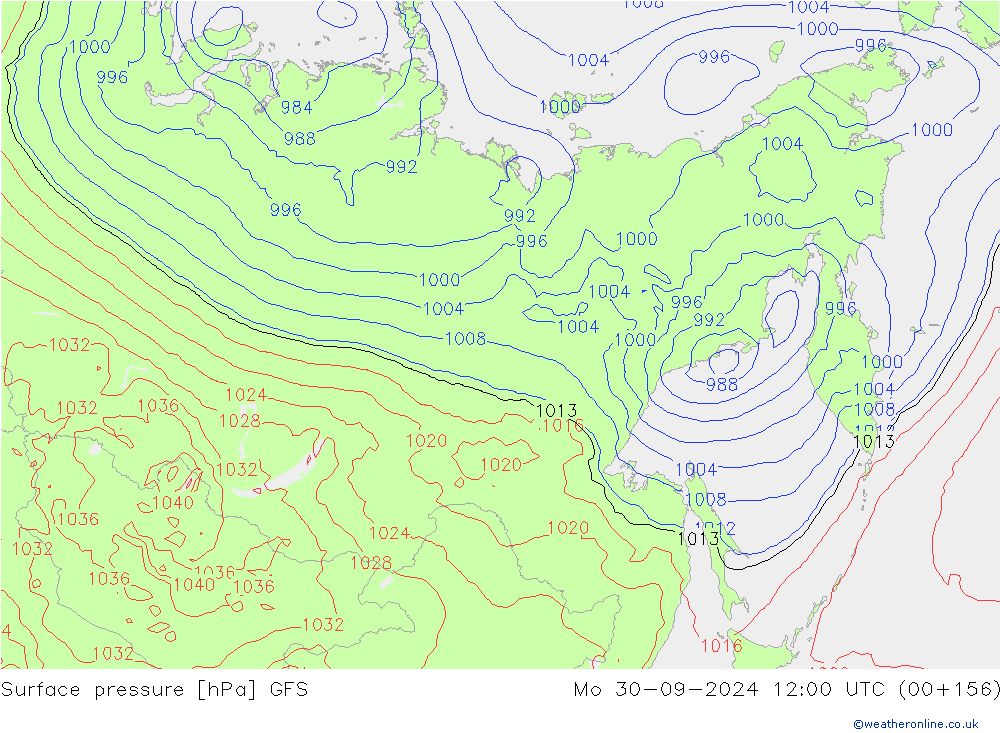 Bodendruck GFS Mo 30.09.2024 12 UTC