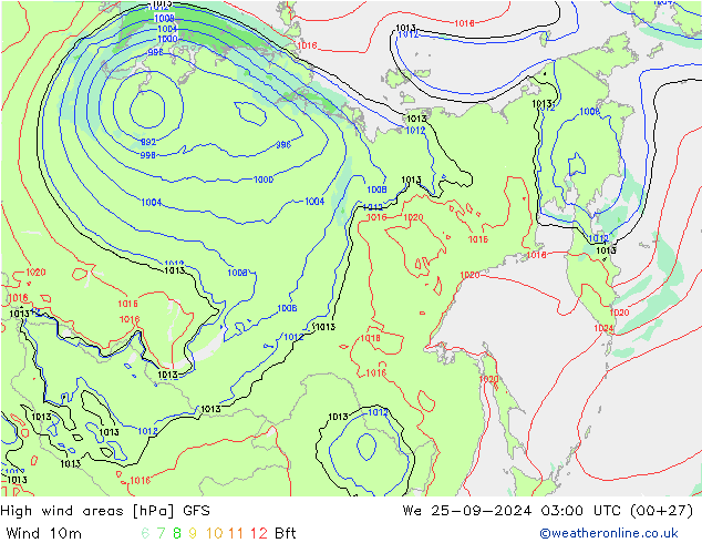 High wind areas GFS We 25.09.2024 03 UTC