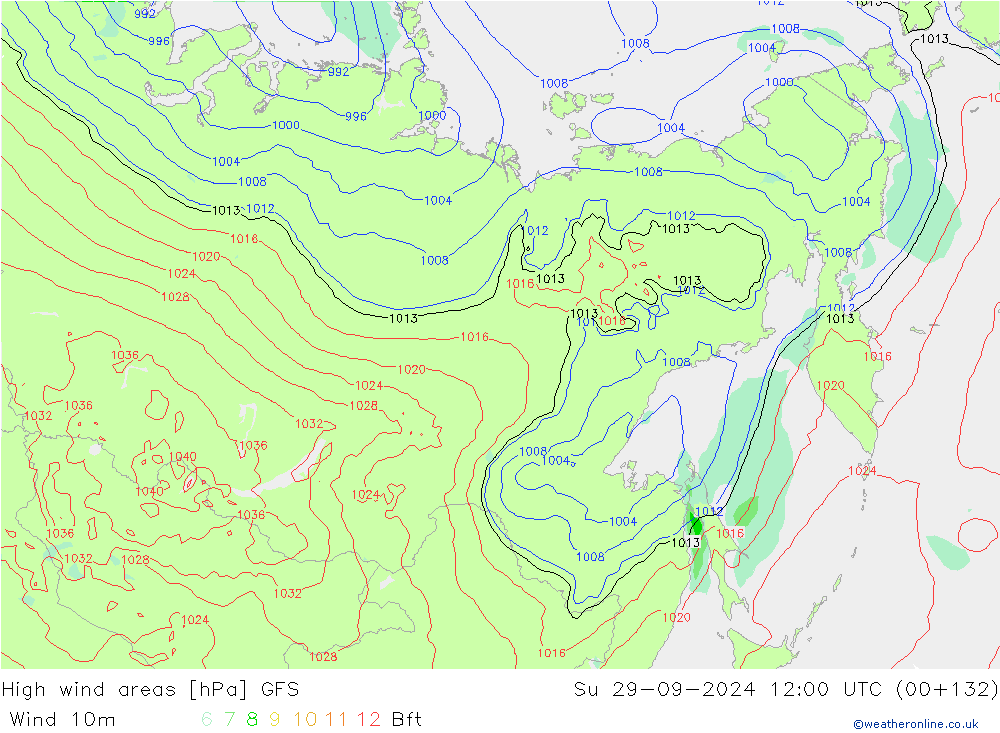 High wind areas GFS Вс 29.09.2024 12 UTC