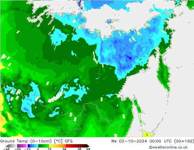 Temp. al suolo (0-10cm) GFS mer 02.10.2024 00 UTC