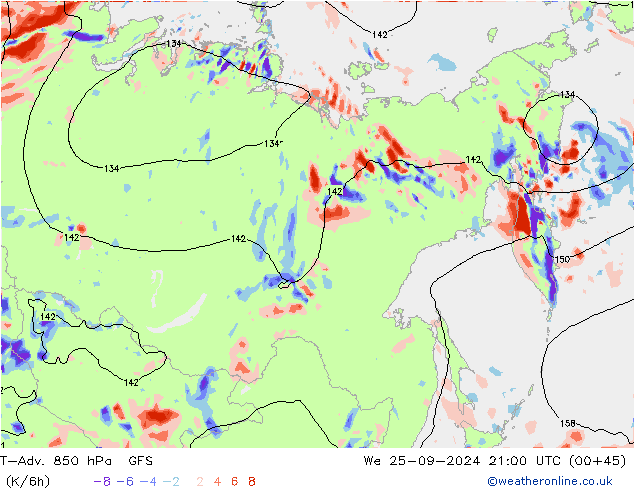 T-Adv. 850 hPa GFS We 25.09.2024 21 UTC