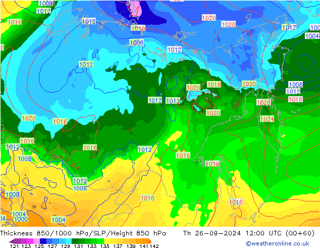 Thck 850-1000 hPa GFS Settembre 2024