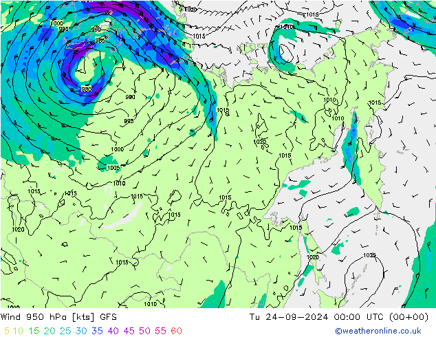  950 hPa GFS  24.09.2024 00 UTC