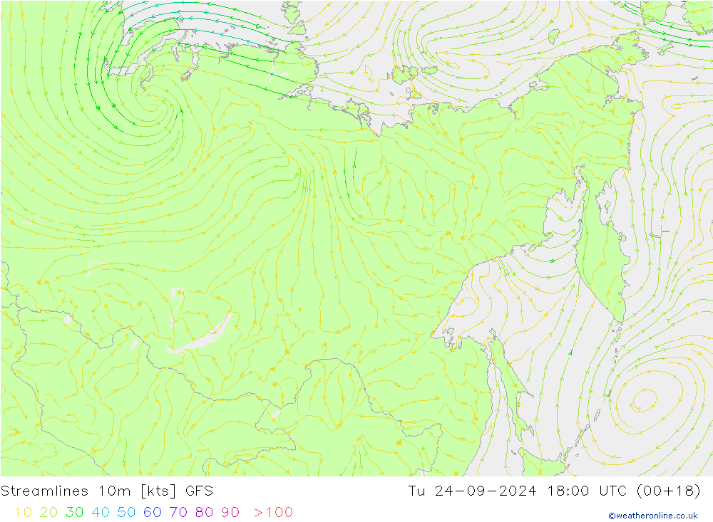 Rüzgar 10m GFS Sa 24.09.2024 18 UTC