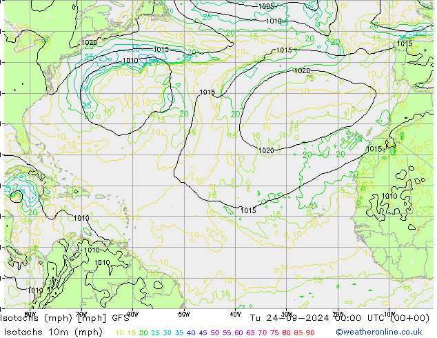 Isotachs (mph) GFS Tu 24.09.2024 00 UTC