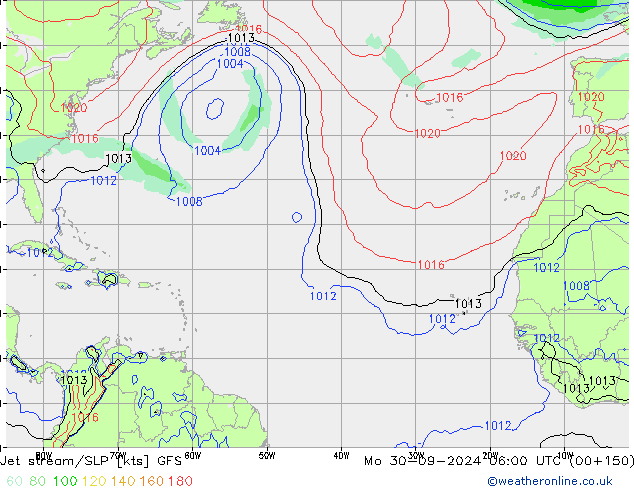 Jet stream/SLP GFS Po 30.09.2024 06 UTC