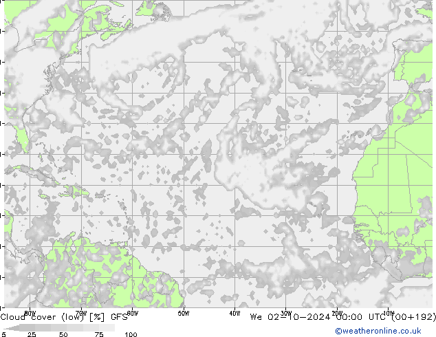 Bewolking (Laag) GFS wo 02.10.2024 00 UTC