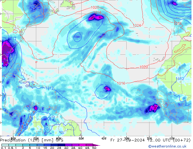 Precipitation (12h) GFS Fr 27.09.2024 00 UTC