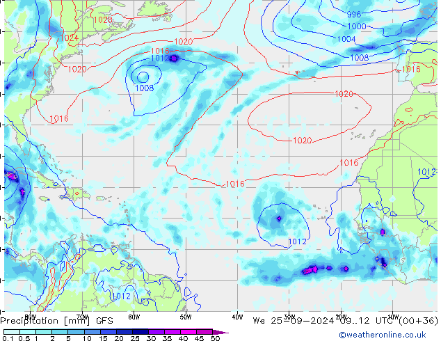 Precipitación GFS mié 25.09.2024 12 GMT