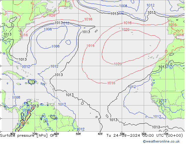 Surface pressure GFS Tu 24.09.2024 00 UTC