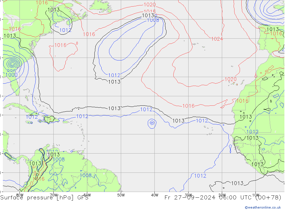 pression de l'air GFS ven 27.09.2024 06 UTC