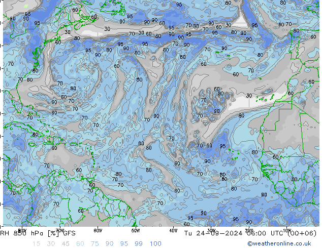 RH 850 hPa GFS September 2024