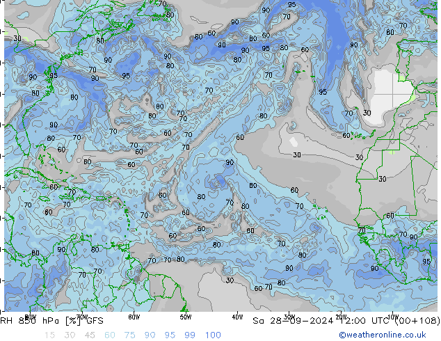 RH 850 hPa GFS  28.09.2024 12 UTC