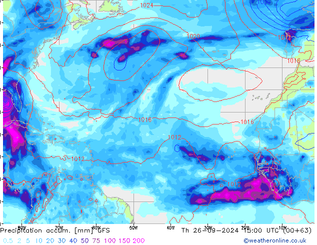 Precipitation accum. GFS чт 26.09.2024 15 UTC