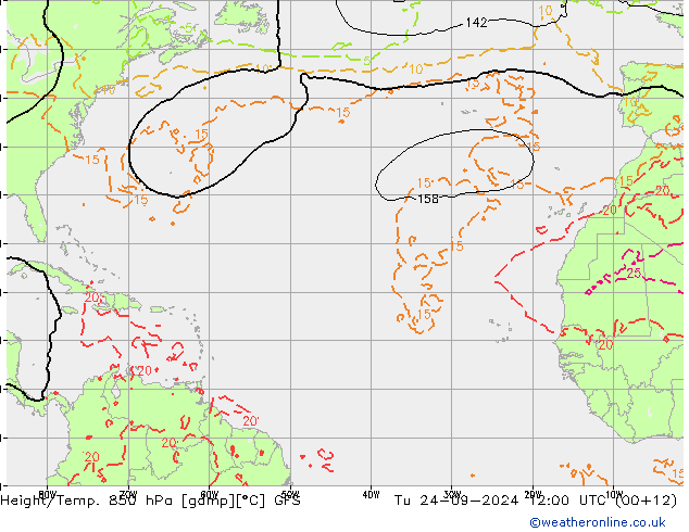 Z500/Yağmur (+YB)/Z850 GFS Sa 24.09.2024 12 UTC