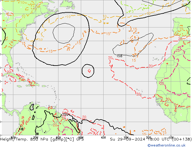 Z500/Rain (+SLP)/Z850 GFS dom 29.09.2024 18 UTC