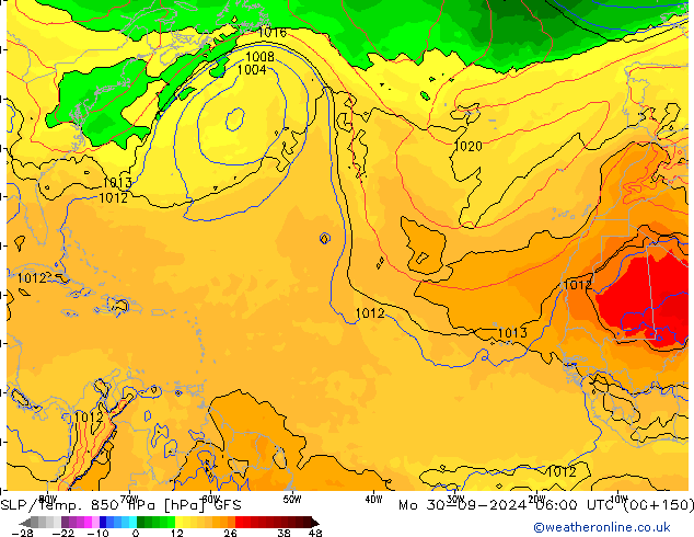 SLP/Temp. 850 hPa GFS Mo 30.09.2024 06 UTC