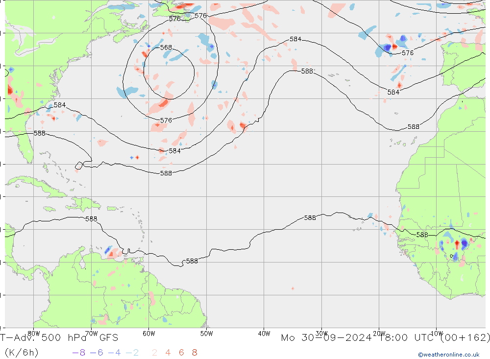 T-Adv. 500 гПа GFS пн 30.09.2024 18 UTC