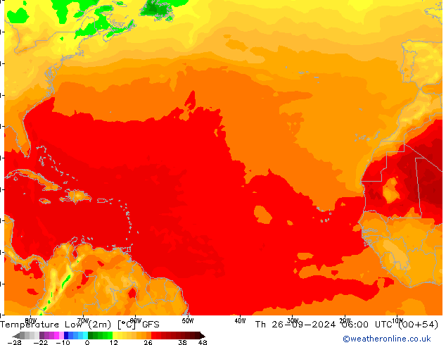 Minumum Değer (2m) GFS Per 26.09.2024 06 UTC