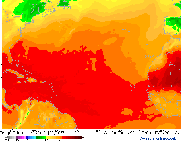 Min. Temperatura (2m) GFS nie. 29.09.2024 12 UTC