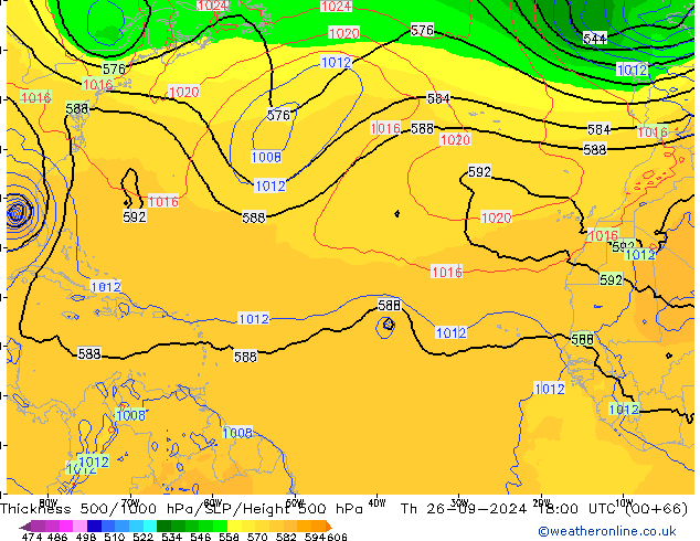 Thck 500-1000hPa GFS gio 26.09.2024 18 UTC