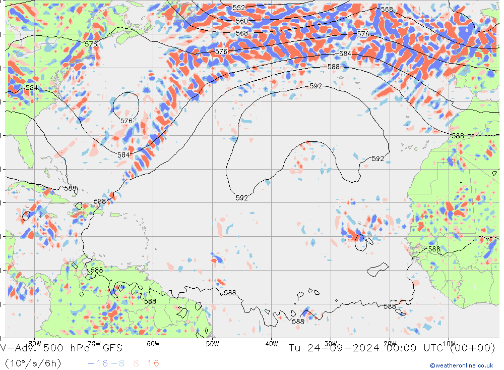 V-Adv. 500 hPa GFS mar 24.09.2024 00 UTC