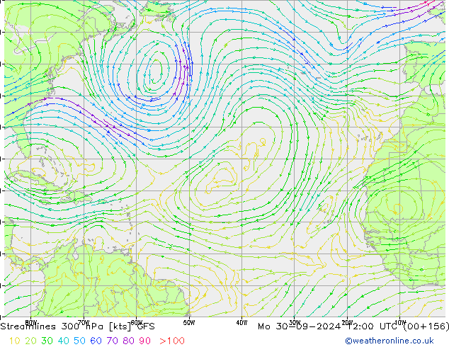 Rüzgar 300 hPa GFS Pzt 30.09.2024 12 UTC