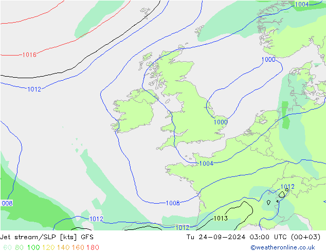 Jet Akımları/SLP GFS Sa 24.09.2024 03 UTC