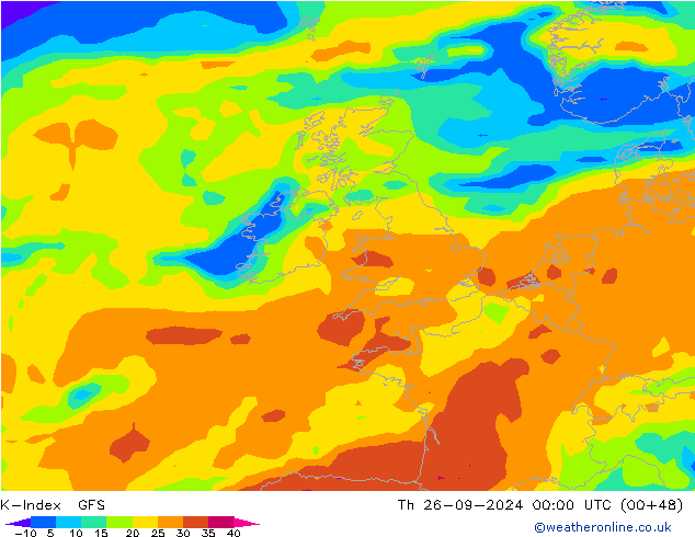 K-Index GFS Čt 26.09.2024 00 UTC