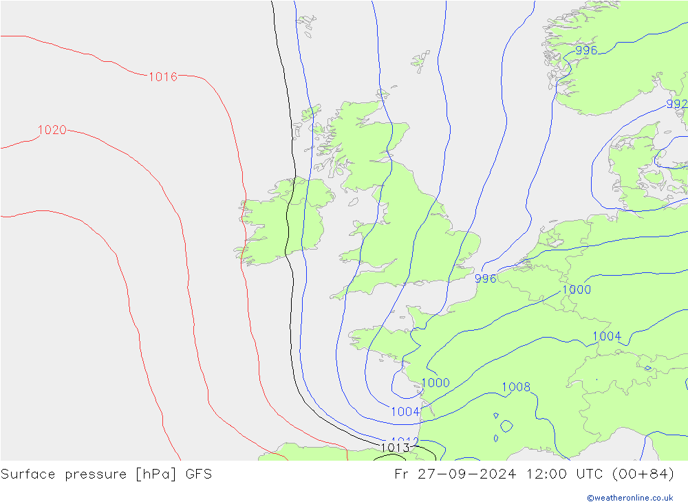 Yer basıncı GFS Cu 27.09.2024 12 UTC