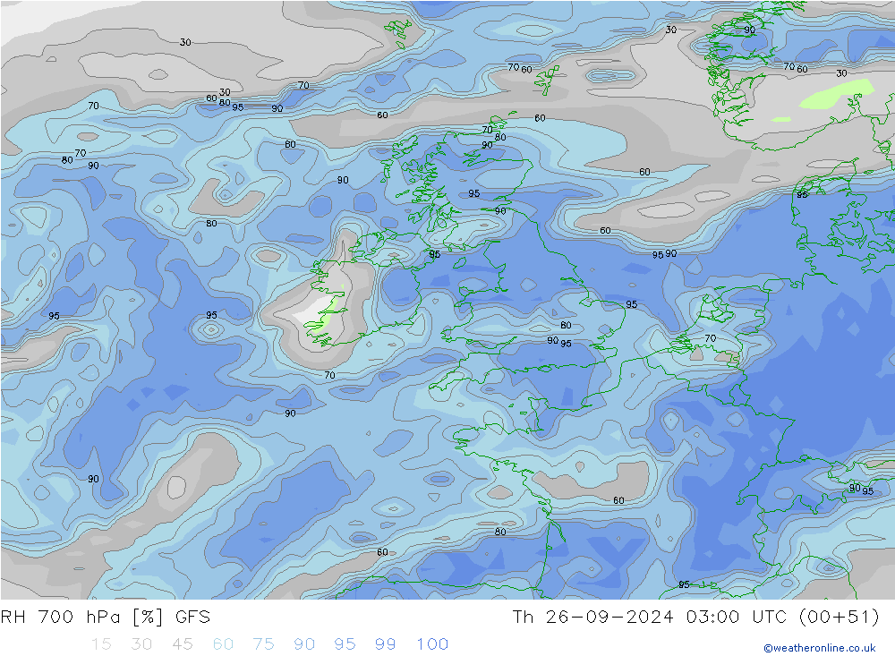 700 hPa Nispi Nem GFS Per 26.09.2024 03 UTC