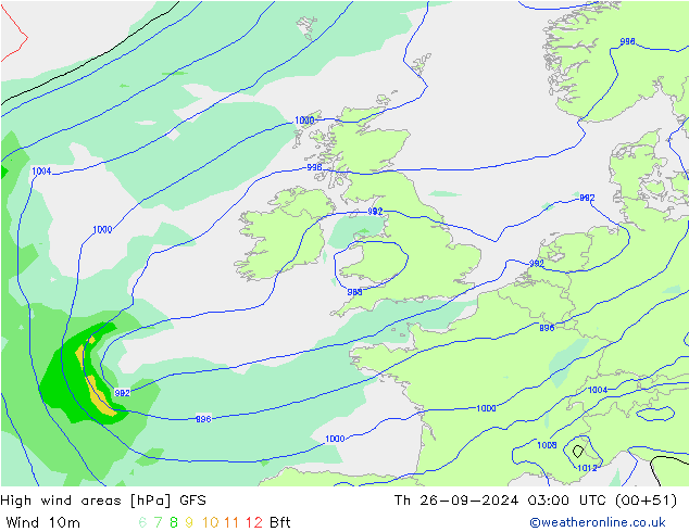 yüksek rüzgarlı alanlar GFS Per 26.09.2024 03 UTC
