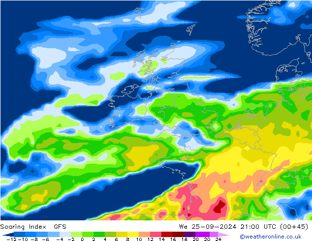 Soaring Index GFS śro. 25.09.2024 21 UTC