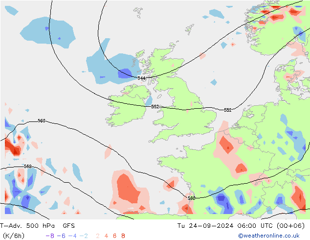 T-Adv. 500 hPa GFS mar 24.09.2024 06 UTC