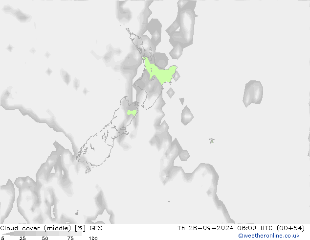 Cloud cover (middle) GFS Th 26.09.2024 06 UTC
