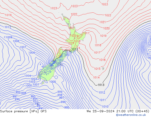 Surface pressure GFS We 25.09.2024 21 UTC