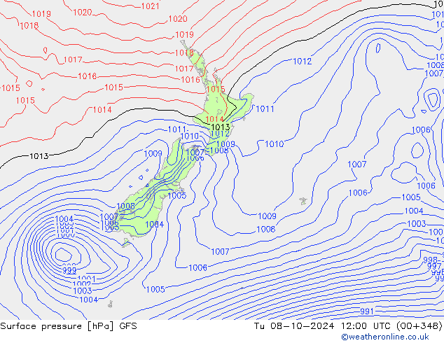 GFS: wto. 08.10.2024 12 UTC