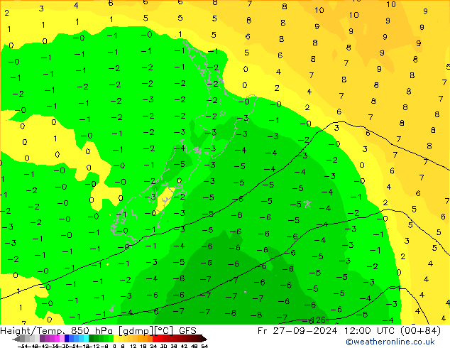 Z500/Rain (+SLP)/Z850 GFS Fr 27.09.2024 12 UTC