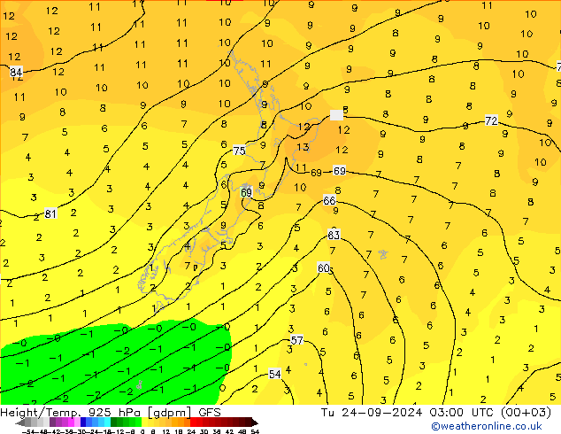 Height/Temp. 925 hPa GFS Di 24.09.2024 03 UTC