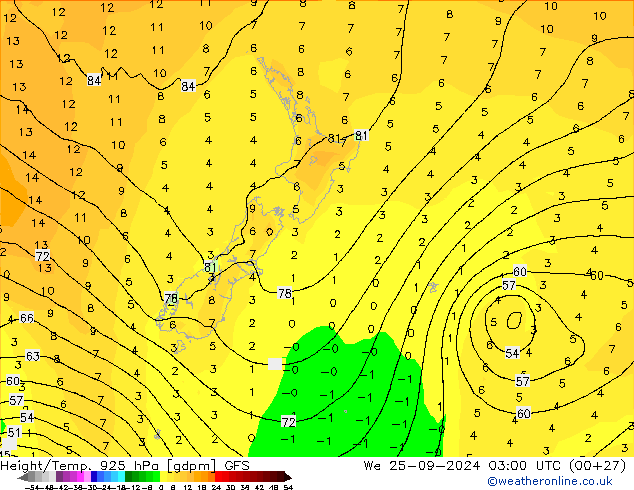 Height/Temp. 925 гПа GFS ср 25.09.2024 03 UTC