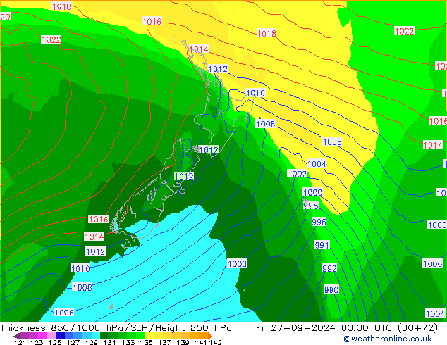 Thck 850-1000 hPa GFS  27.09.2024 00 UTC