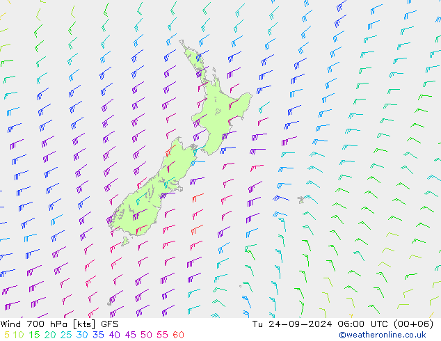 Wind 700 hPa GFS Tu 24.09.2024 06 UTC