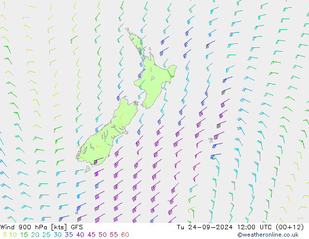 Vent 900 hPa GFS mar 24.09.2024 12 UTC