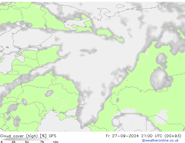 Bulutlar (yüksek) GFS Cu 27.09.2024 21 UTC