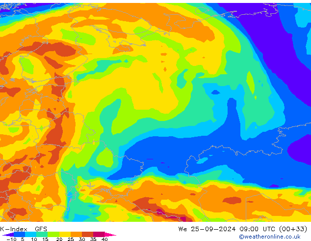 K-Index GFS We 25.09.2024 09 UTC