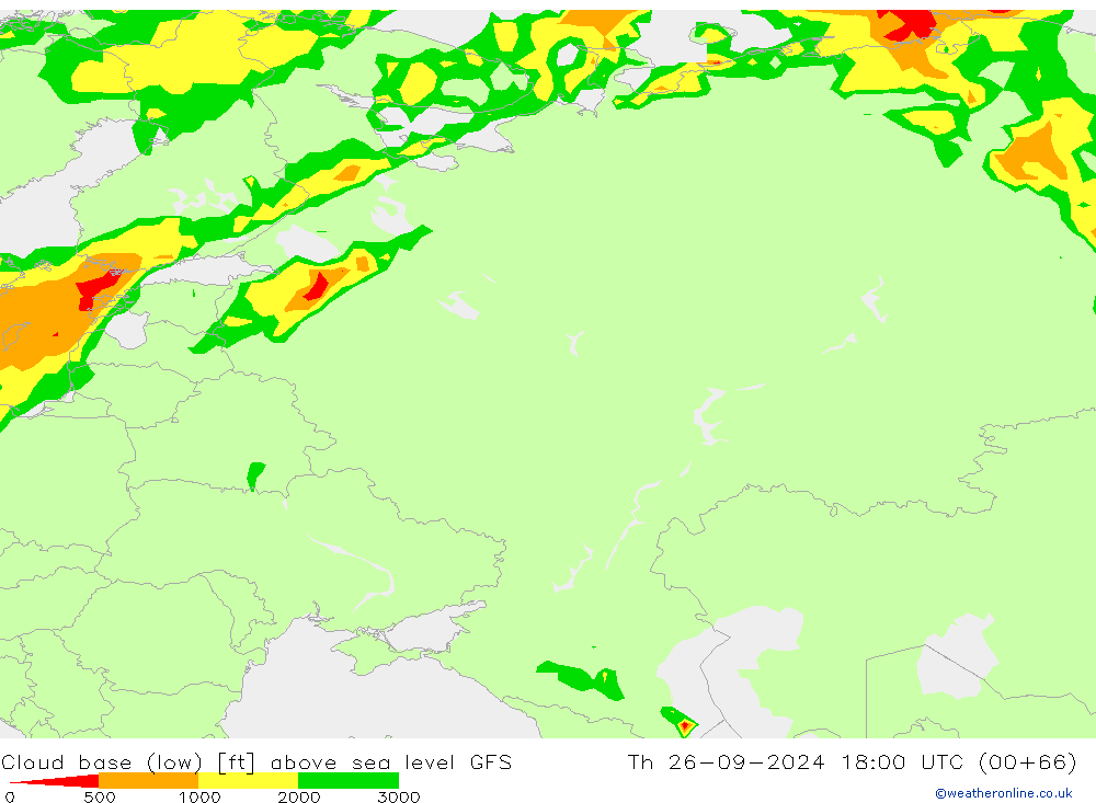 Alçak Bulut Alt Sınırı GFS Per 26.09.2024 18 UTC